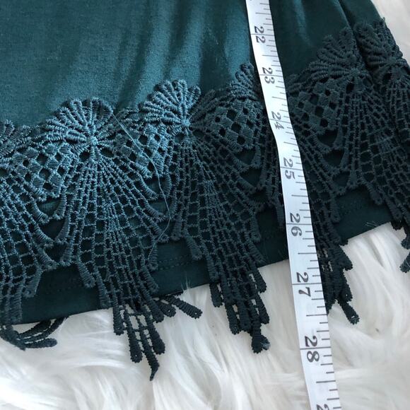 Mod X NWT Off Shoulder Lace Trim Teal Green Blouse 3/4 Sleeve Crochet Size M - Picture 8 of 8